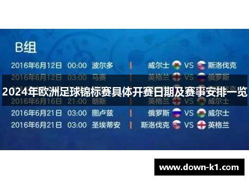 2024年欧洲足球锦标赛具体开赛日期及赛事安排一览