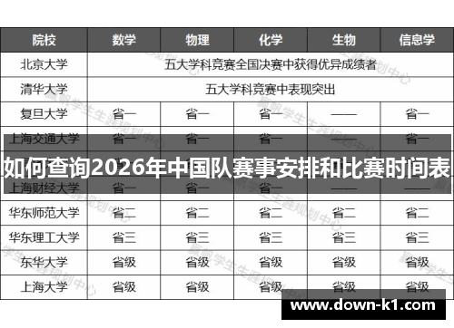 如何查询2026年中国队赛事安排和比赛时间表